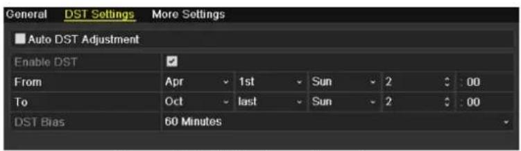 Hikvision DS-7204HUHI-K2 - Configuring DST Settings - 1