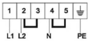 1 2 3 4 5 L1 L2 N PE