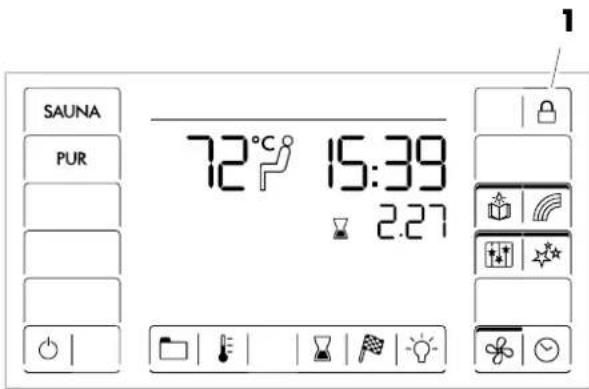 Klafs SaunaPUR 18029 - Bediensperre Touchscreen einschalten - 1