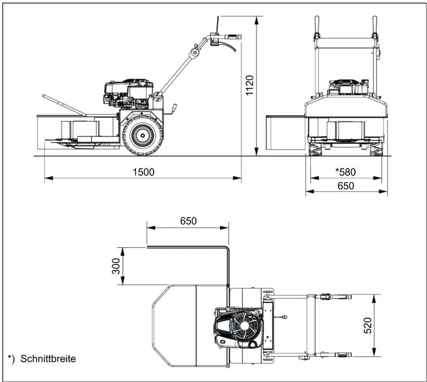 1500 1120 *580 650 650 300 520 *) Schnittbreite