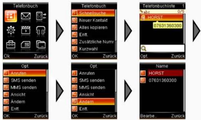Simvalley SX-325 - - Gespeicherte Kontakte verwalten - 2