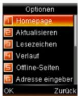 Simvalley SX-325 - - Das Optionsmenü des WAP-Browsers - 1
