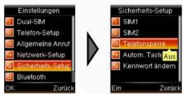 Simvalley SX-325 - • Die SIM-Codeabfrage aktivieren/deaktiveren - 7