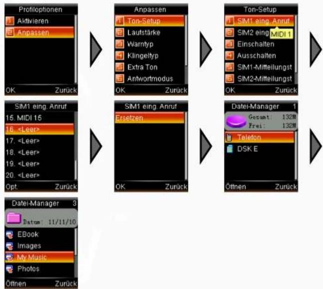Simvalley SX-325 - • mp3-Dateien als Klingelton - 1