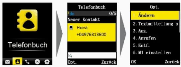 Simvalley XL-937 - Gespeicherte Kontakte verwalten - 2