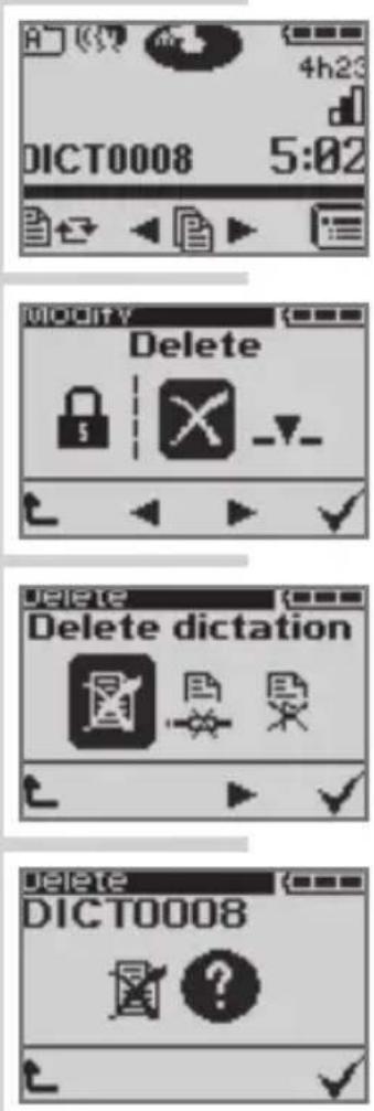 GRUNDIG Digta 422 - Deleting an entire dictation - 1