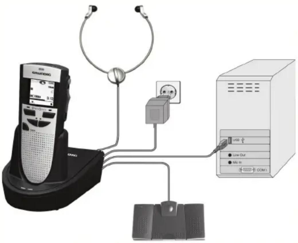 GRUNDIG Digta 422 - Charging the battery – using the Digta Station 446\* - 1