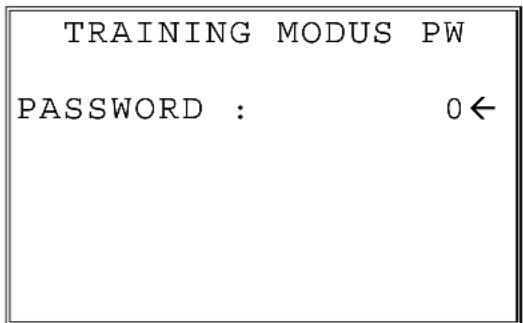 TRAINING MODUS PW PASSWORD : 0←