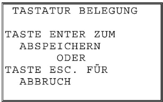 TASTATUR BELEGUNG TASTE ENTER ZUM ABSPEICHERN ODER TASTE ESC. FÜR ABBRUCH