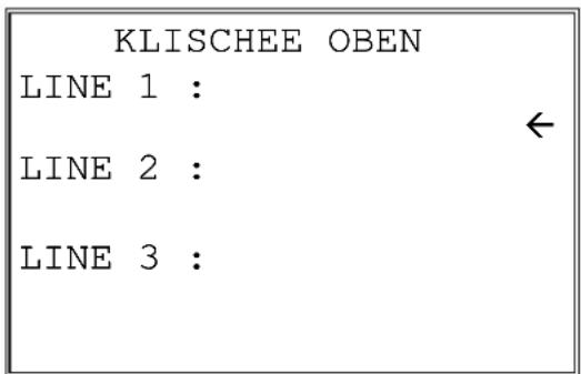 KLISCHEE OBEN LINE 1 : ← LINE 2 : LINE 3 :