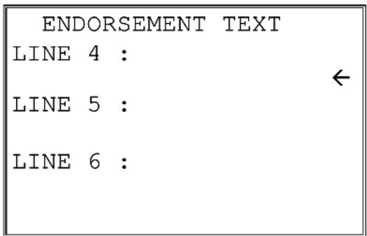 ENDORSEMENT TEXT LINE 4 : ← LINE 5 : LINE 6 :