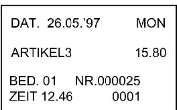 DAT. 26.05.'97 MON ARTIKEL3 15.80 BED. 01 NR.000025 ZEIT 12.46 0001