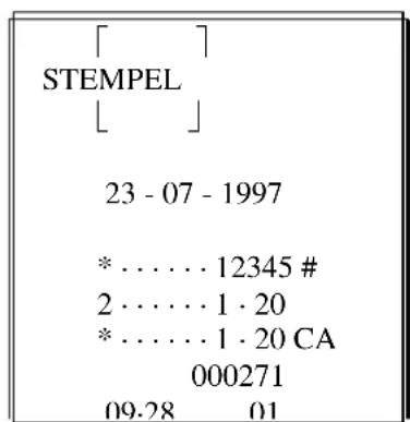 [ ] STEMPEL [ ] 23 - 07 - 1997 * .... 12345 # 2 .... 1 · 20 * .... 1 · 20 CA 000271 09.28 01