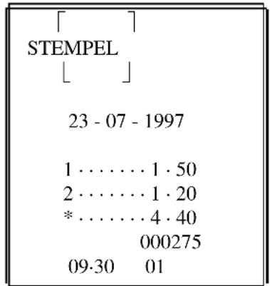 [ ] STEMPEL [ ] 23 - 07 - 1997 1 . . . . . . . 1 . 50 2 . . . . . . . 1 . 20 * . . . . . . . 4 . 40 000275 09·30 01