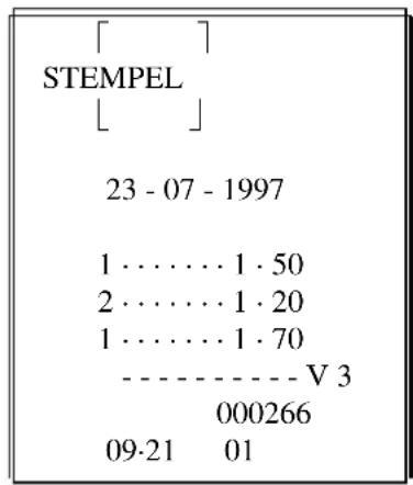 [ ] STEMPEL [ ] 23 - 07 - 1997 1 ······ 1 · 50 2 ······ 1 · 20 1 ······ 1 · 70 ----V 3 000266 09-21 01