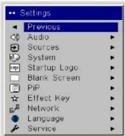 INFOCUS LP840 - Settings menu - 1