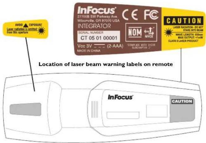INFOCUS LP840 - Remote Control Warning - 1
