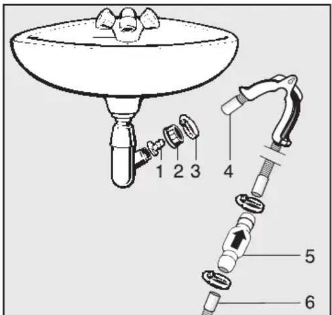 MIELE PT 7137 WP - Beispiel: Festanschluss an einem Waschbeckensiphon - 1