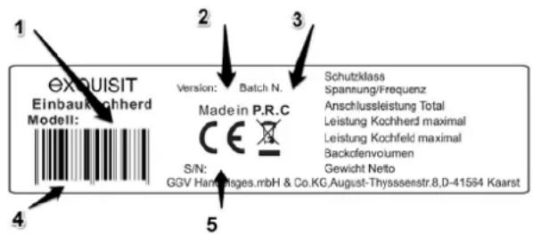Exquisit EHE 145-1.1 - Typenschild - 1