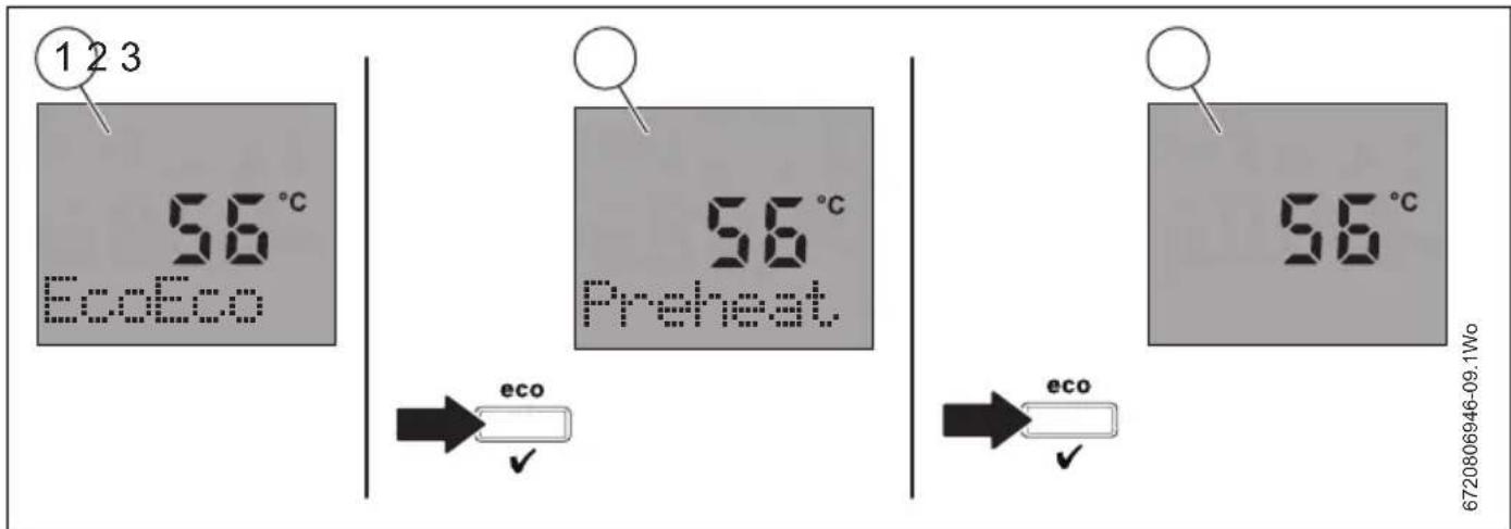 Worcester Greenstar 21i System - Domestic hot water preheat mode manual activation (Eco mode off) - 1