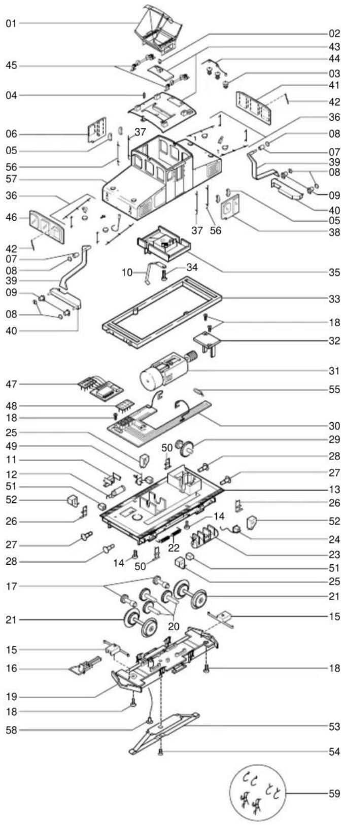 Brawa 0220 E 69 03 (HO) - Ersatzteilliste Lokomotive E 69 03 Spare Parts List locomotive E 69 03 - 1