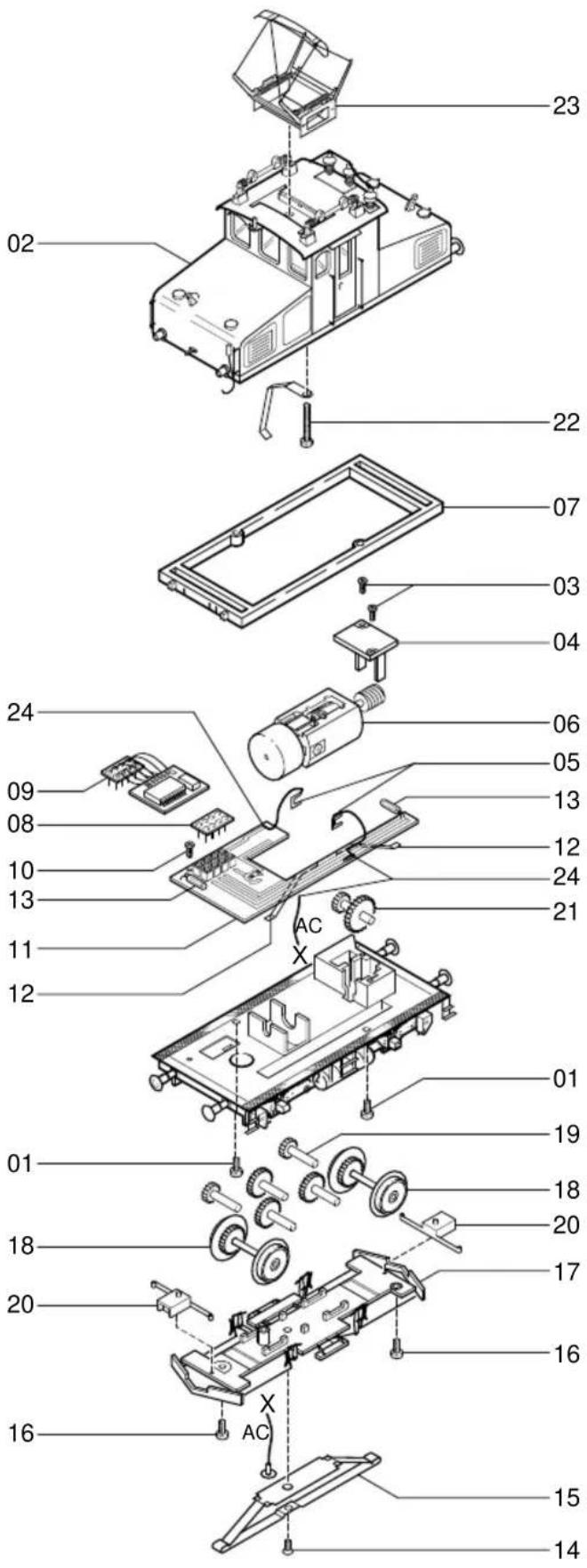 Brawa 0221 E 69 03 (HO) - Pantograph tauschen (Fig. 5) - 1