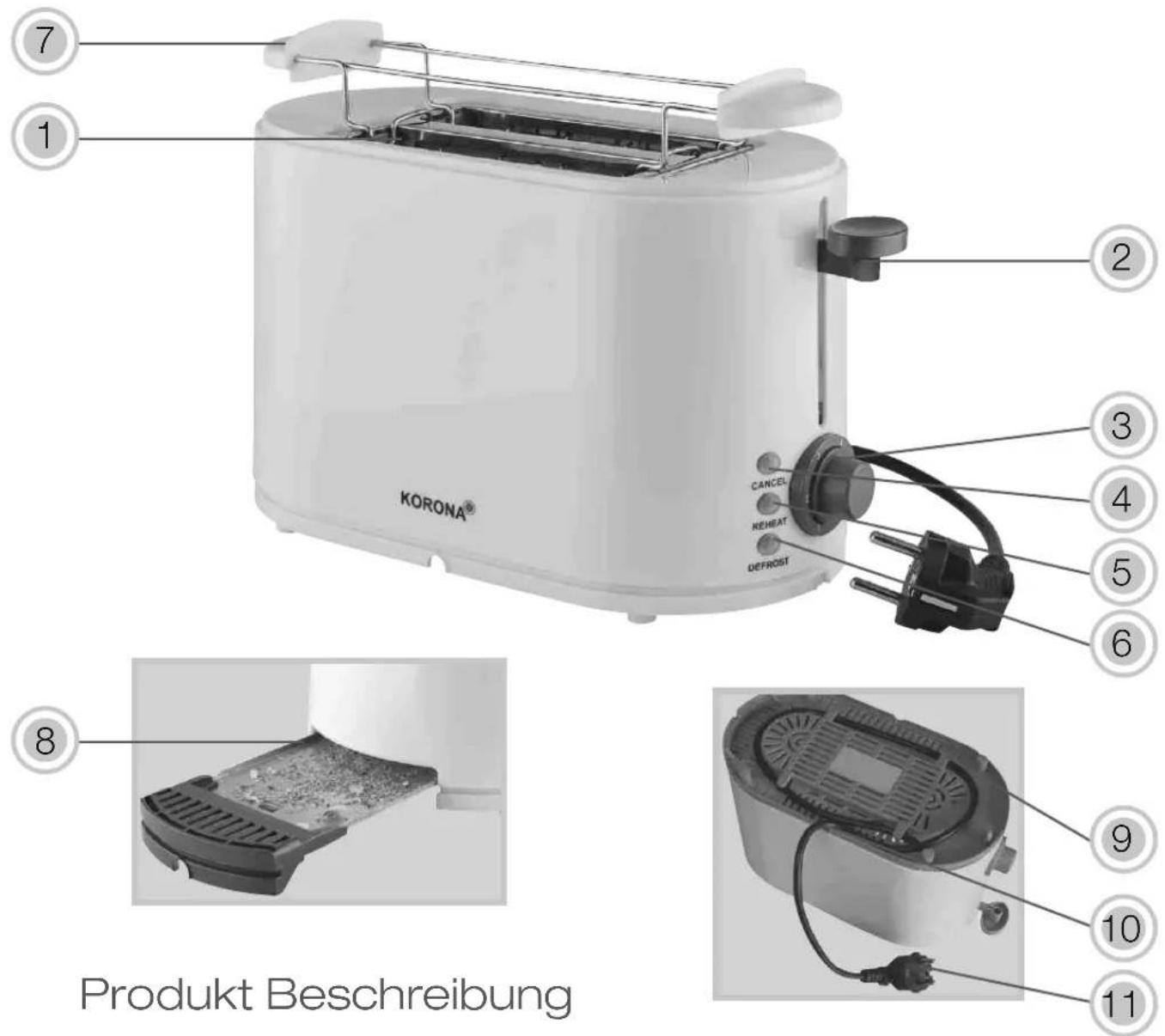 KORONA 21021 - Warnung! Zur Vermeidung von Verletzungen/ Beschädigungen des Gerätes, elektrischem Schock, eines Brandes und Verbrennungen. - 1