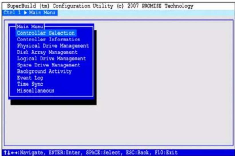 Promise Technology SuperTrack EX8658 - Accessing the Main Menu - 1