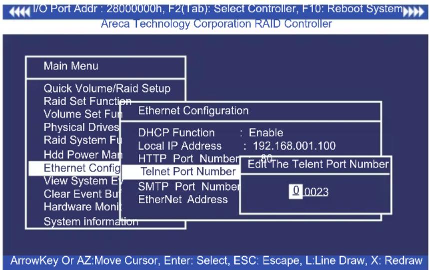 Areca ARC-1213-4I - Telnet Port Number - 1
