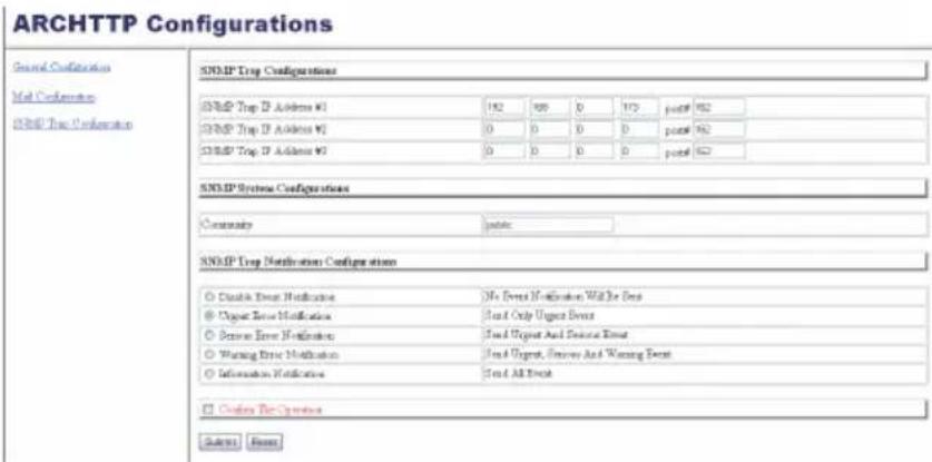 Areca ARC-1213-4I - • SNMP Traps Configuration: - 1