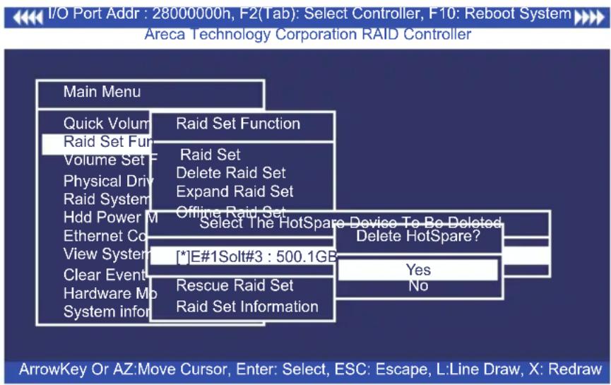 Areca ARC-1213-4I - Delete Hot Spare - 1