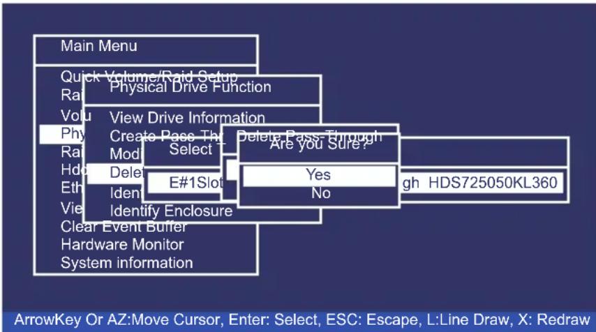 Areca ARC-1213-4I - Delete Pass-Through Disk - 1