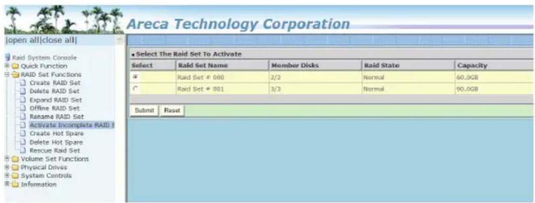 Areca ARC-1213-4I - Activate Incomplete Raid Set - 1