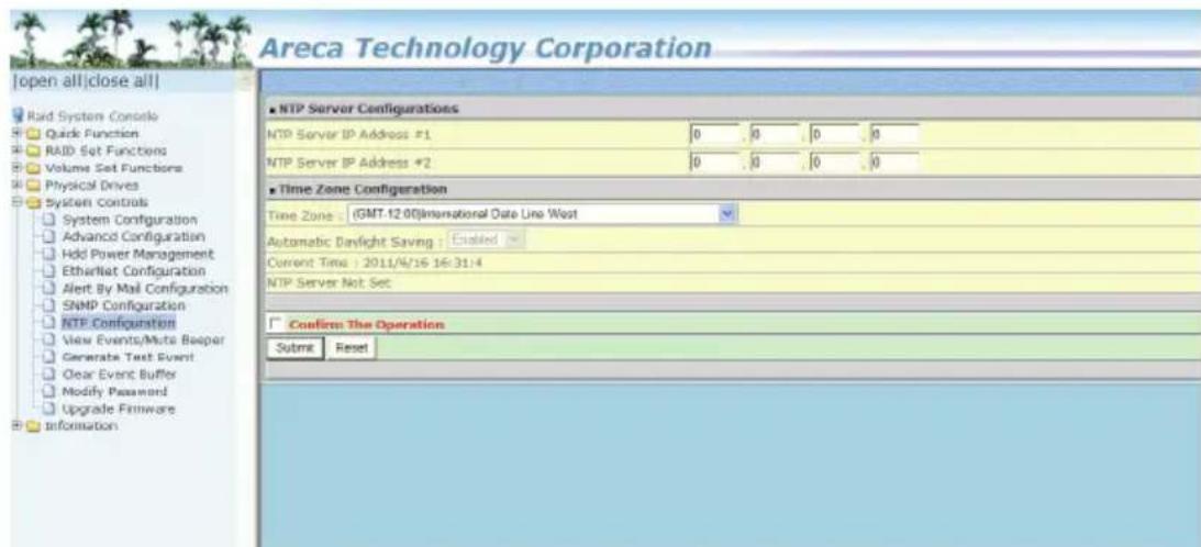 Areca ARC-1213-4I - NTP Configuration - 1