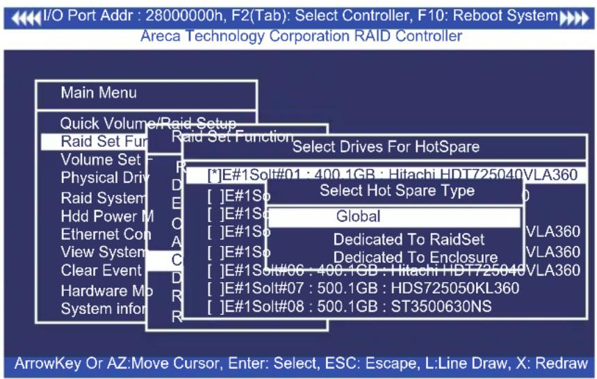 Areca ARC-1213-4I - Create Hot Spare - 1