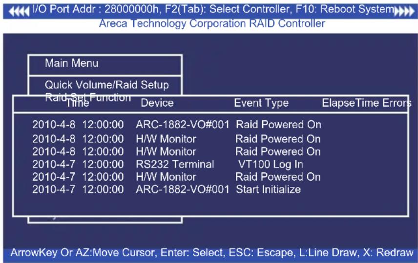 Areca ARC-1213-4I - View System Events - 1