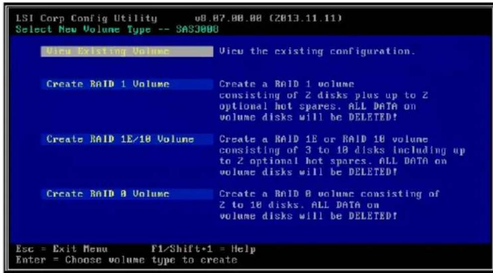 ASUS PIKE II 3008-8i - 完成后,应用程序显示 Adapter Properties(适配器属性)画面。选择 RAID Properties(RAID 属性)。 - 2