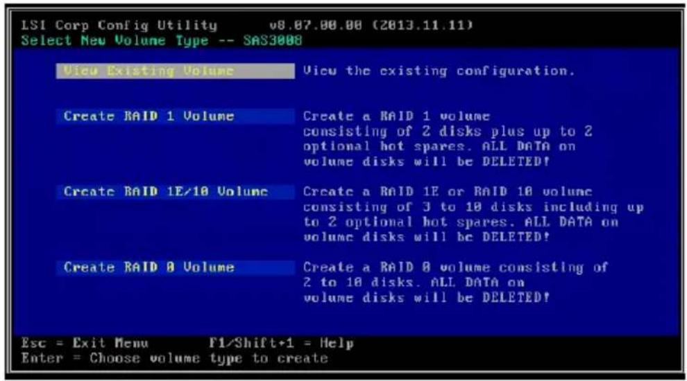ASUS PIKE II 3008-8i - 完成后,应用程序显示 Adapter Properties(适配器属性)画面。选择 RAID Properties(RAID 属性)。 - 2