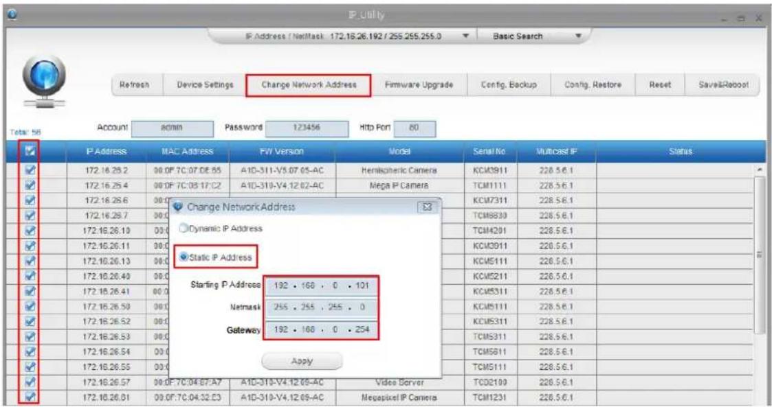 ACTi I25 - Manually adjust the IP addresses of multiple cameras: - 1