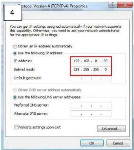 ACTi E270 - Manually adjust the IP address of the PC: - 4