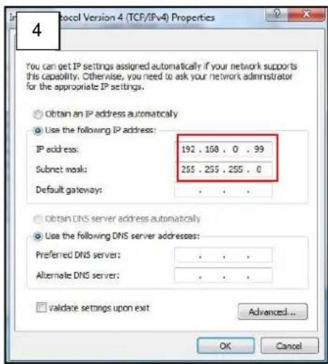 ACTi E13A - Manually adjust the IP address of the PC: - 4