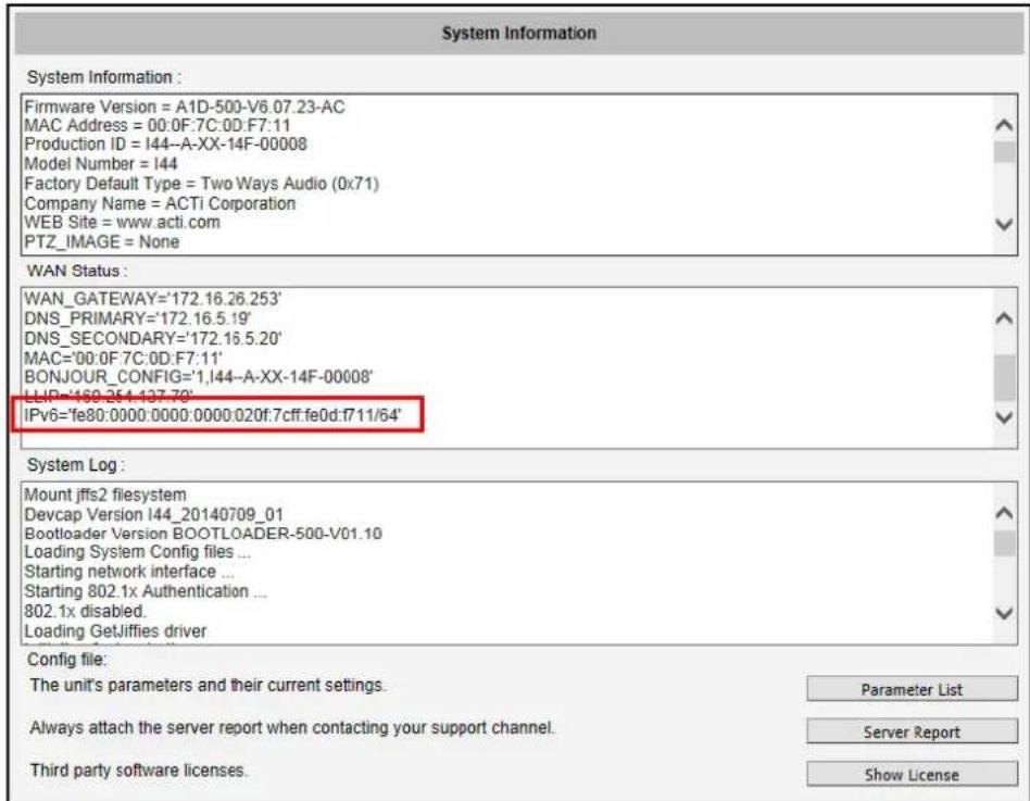ACTi E13A - Using IPv6 to Access the Camera - 1