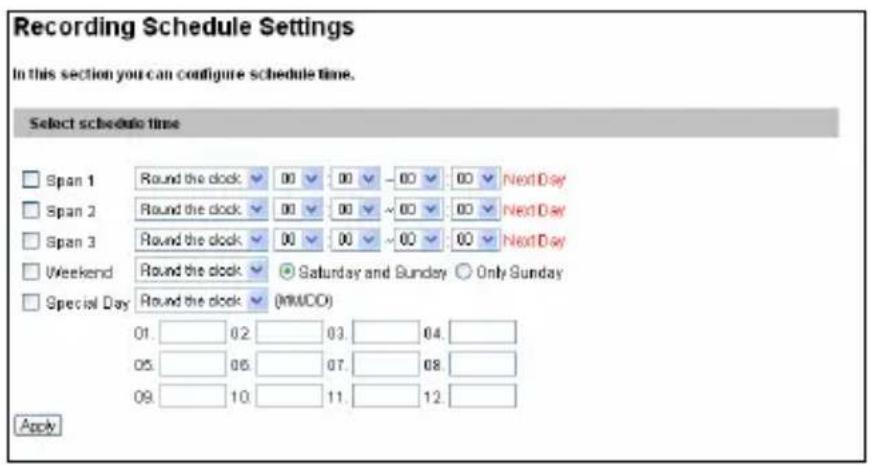 Geovision GV-BX1500-3V - Recording Schedule Settings - 1