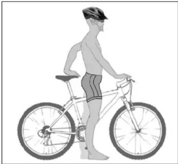 Side profile illustration of a person riding a bicycle, no text or symbols present