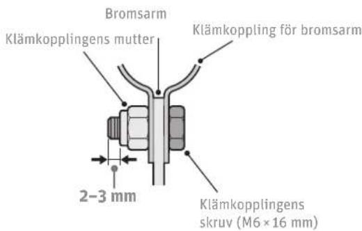 Bromsarm Klämkopplingens mutter 2-3 mm Klämkoppling för bromsarm Klämkopplingens skruv (M6 × 16 mm)
