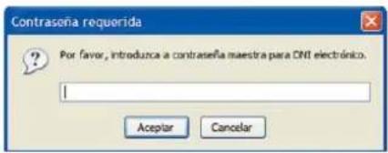 Contrasena requerida Por favor, introduzca a contraseña maestra para CNT electrónico. I Aciplar Cancelar