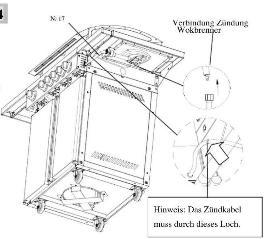 Coobinox Royal 4 - Aufbauanleitung für die Seitenablagen/Wokbrenner - 3