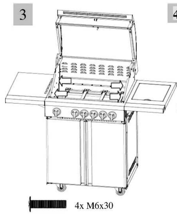 Coobinox Royal 4 - Aufbauanleitung für die Seitenablagen/Wokbrenner - 2