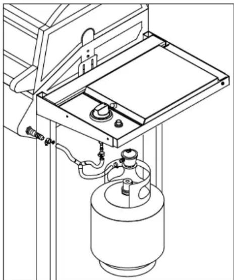 Coobinox Luxus 5 - Wie man die Gasflasche anschließt: - 1
