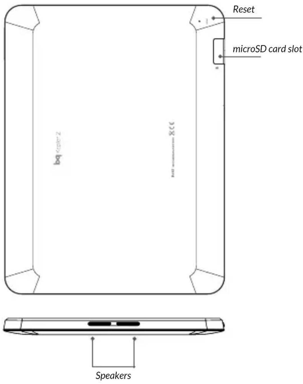 Reset microSD card slot 2-300mm Speakers